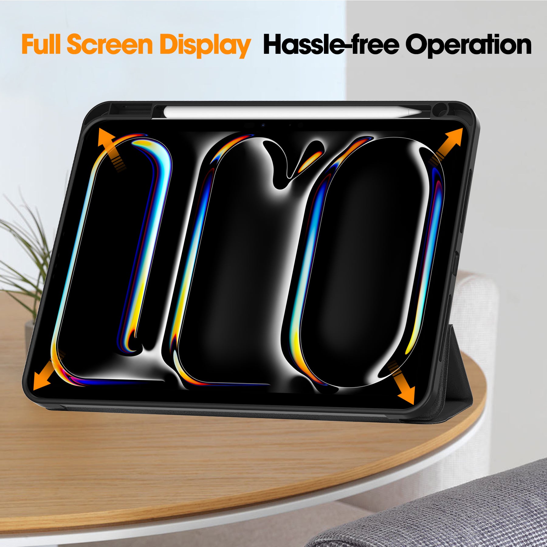 For iPad Pro 11 (2024) Leather Case Drop-proof Tri-fold Stand Tablet Cover with Pen Slot For iPad Pro 11 (2024) Leather Case Drop-proof Tri-fold Stand Tablet Cover with Pen Slot